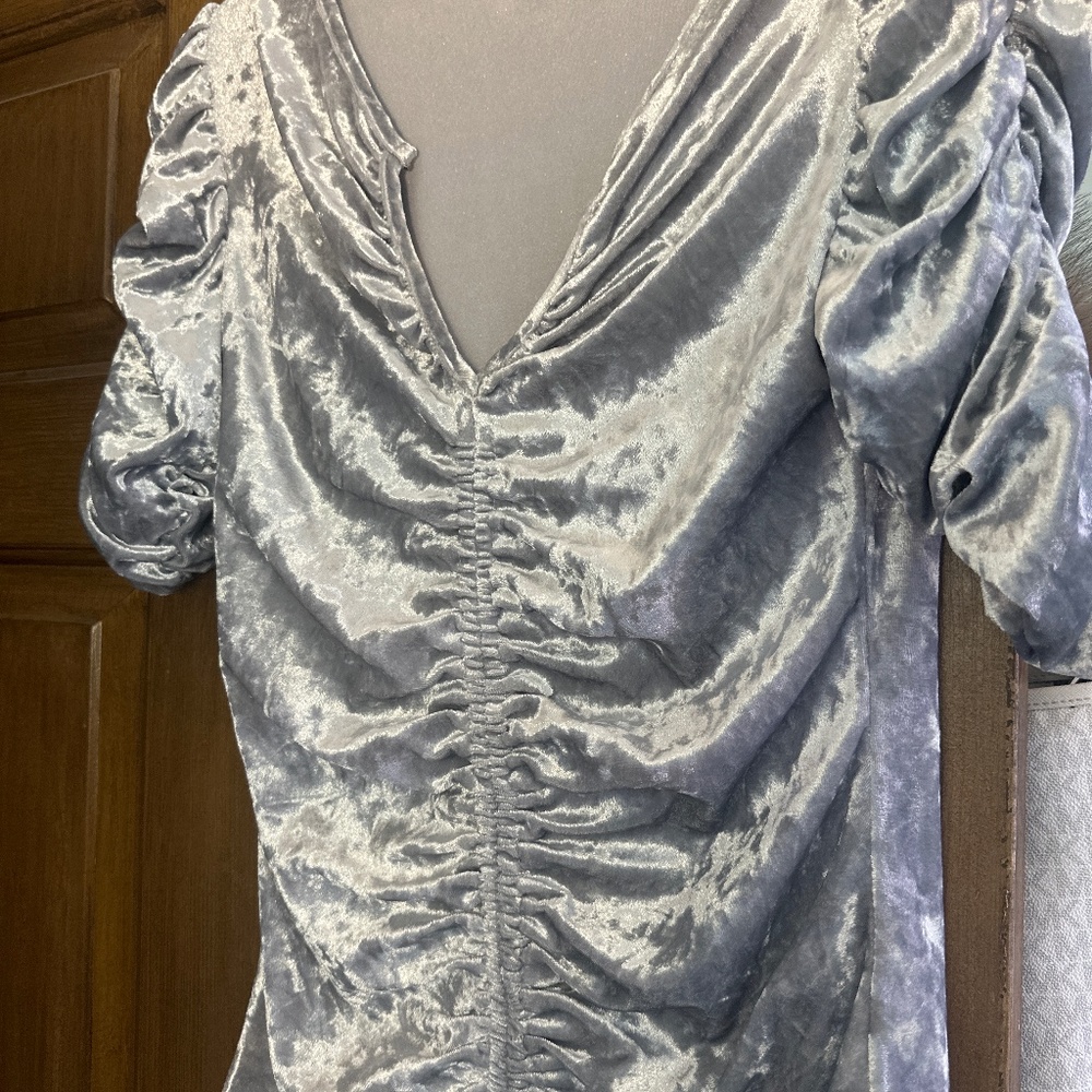 Boston Proper velvet silver shirt
